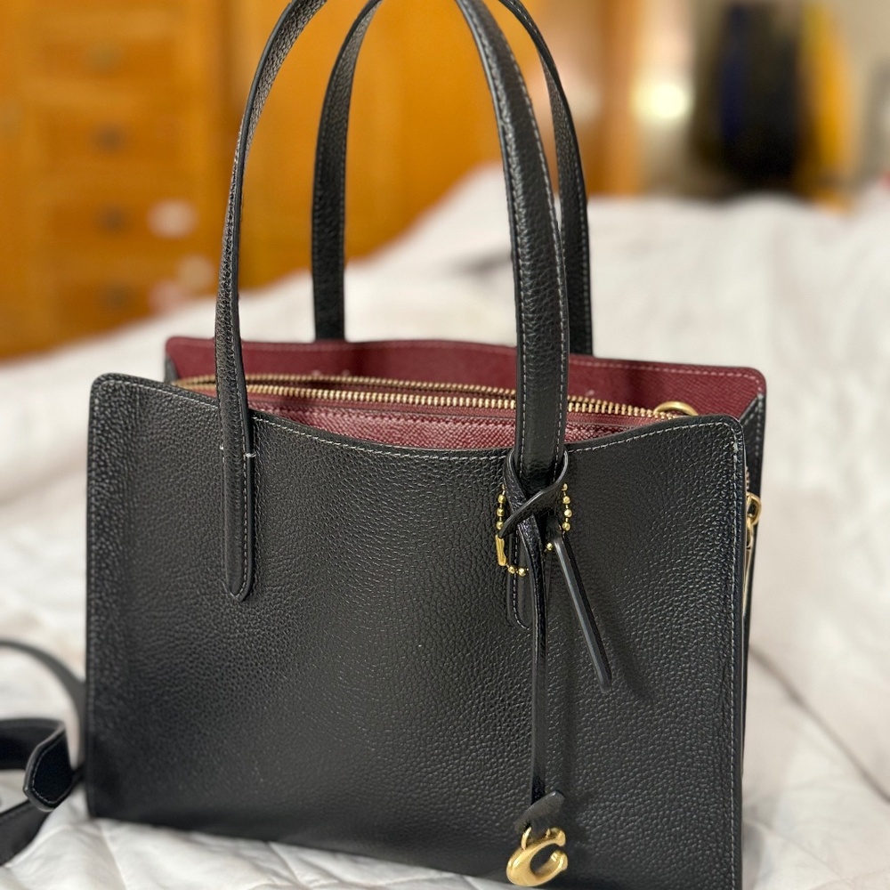 Coach Carter Carryall Leather Satchel Gold Hardware Detachable Strap Dust Bag